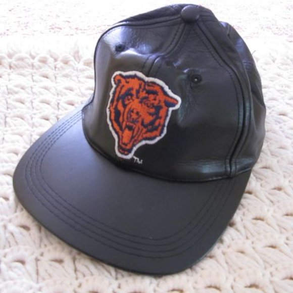 NFL Chicago Bears Black Leather Hat Adjustable Strap - Picture 7 of 8